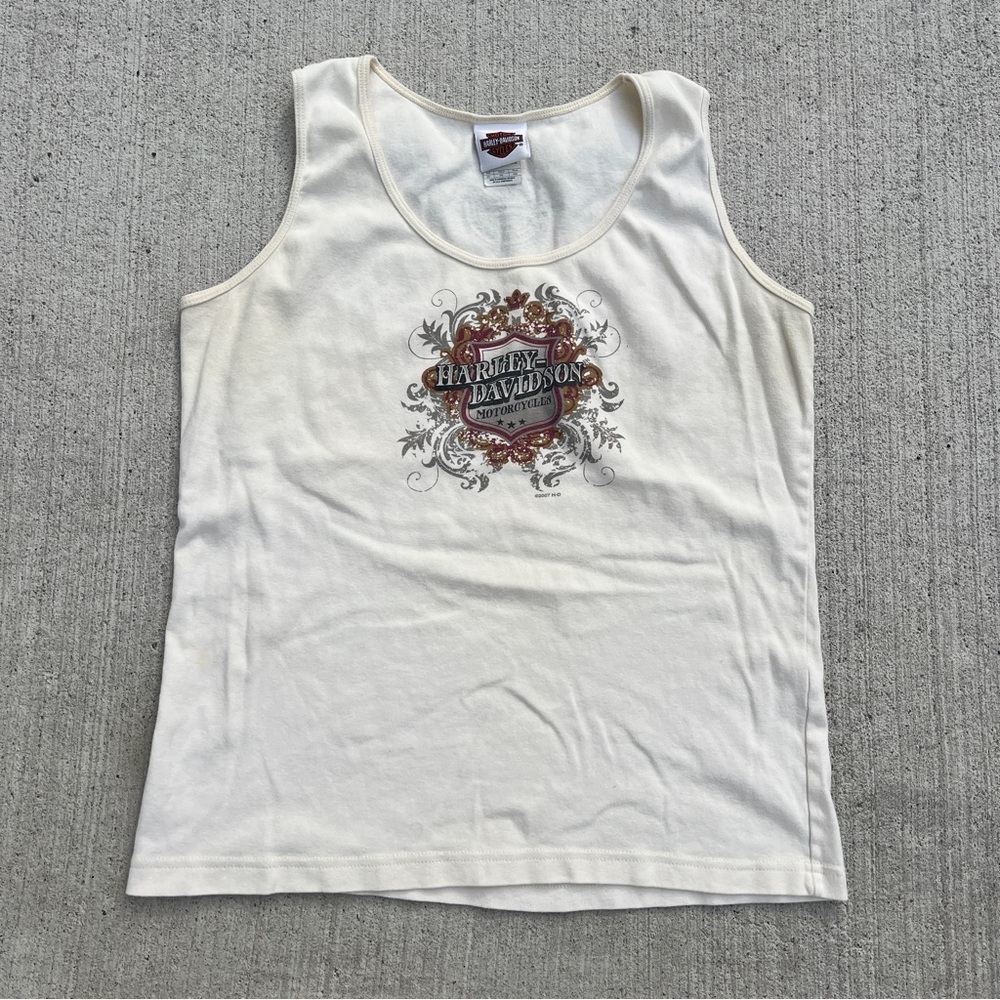 Cream Y2K Harley Davidson Motorcycles Women’s Tank Top Size XXL Florida